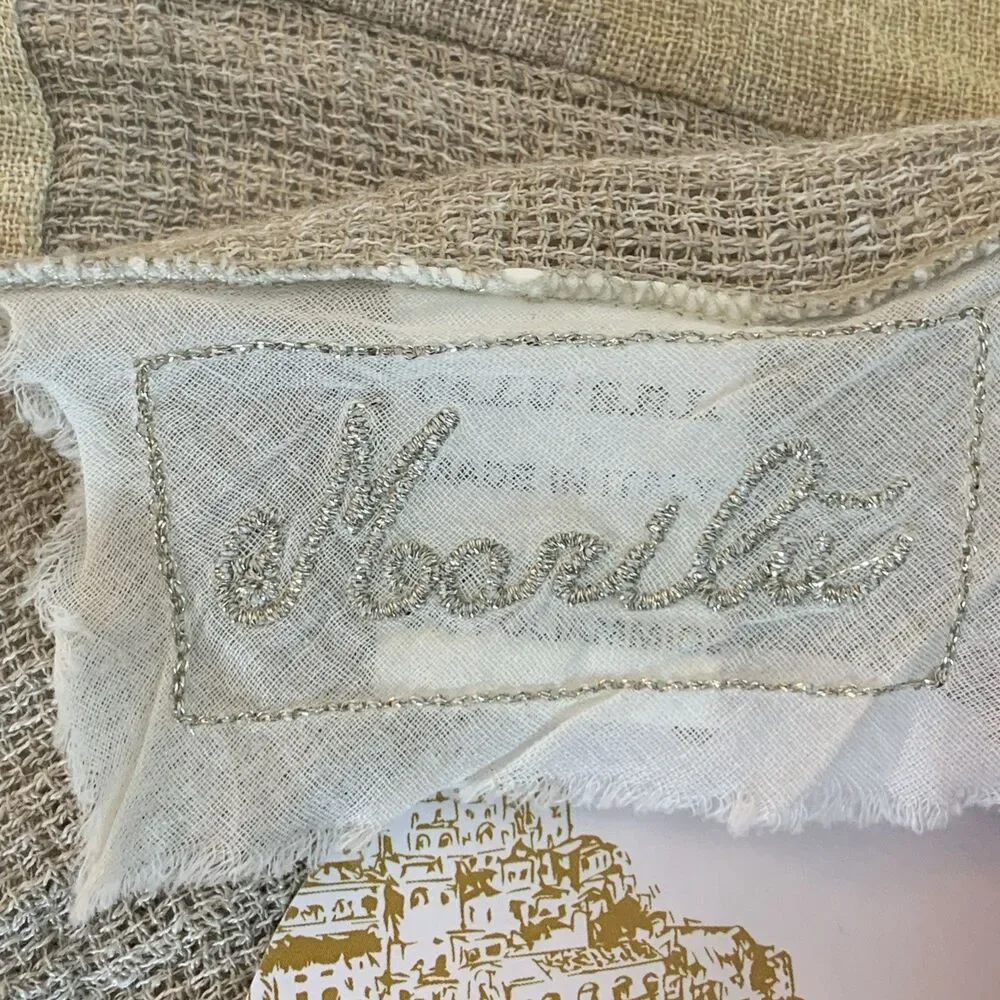 Marilu Italy Womens Lightweight Patchwork Scarf Beach Wrap Beige Tan 25